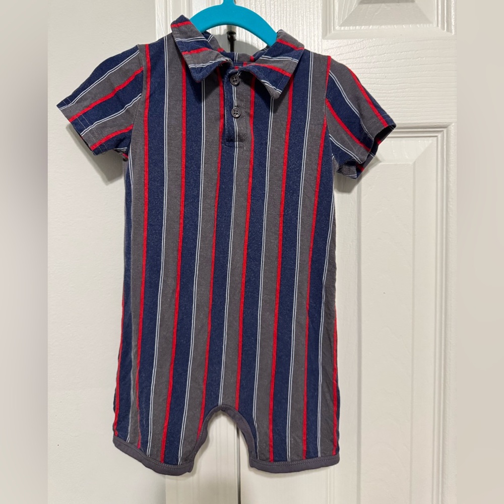 LS Suited Stripe Button romper